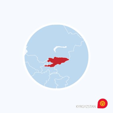 Harita simgesi, Kırgızistan. Mavi vurgulanan Kırgızistan ile Asya Haritası