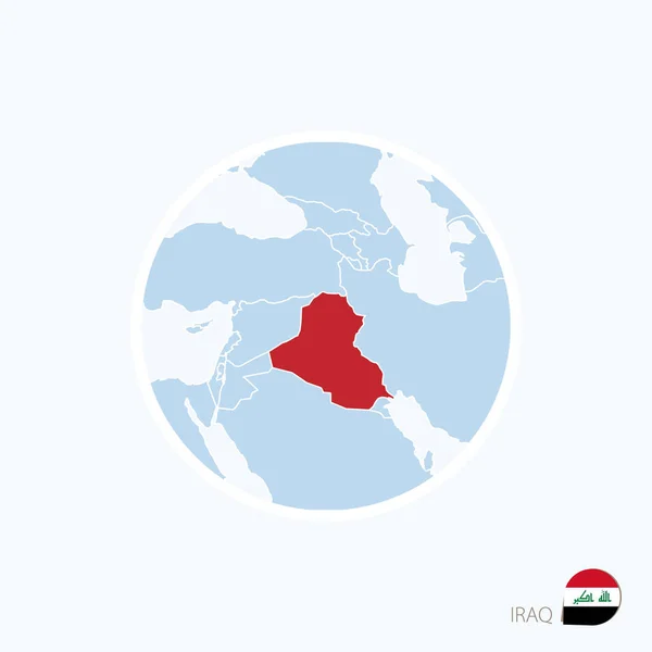 Icône de carte de l'Irak. Carte bleue du Moyen-Orient avec l'Irak mis en évidence — Image vectorielle