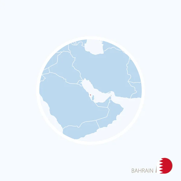 Mapa icono de Bahréin. Mapa azul de Oriente Medio con Bahréin resaltado — Archivo Imágenes Vectoriales