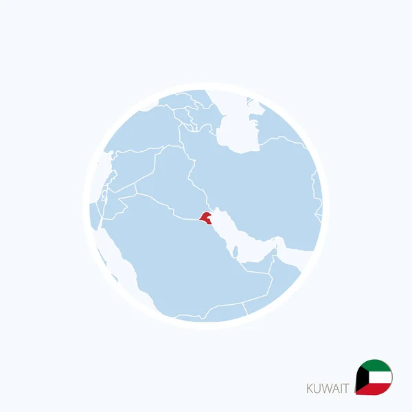 Landkarte von Kuwait. Blaue Karte des Nahen Ostens mit hervorgehobenem Kuwait — Stockvektor