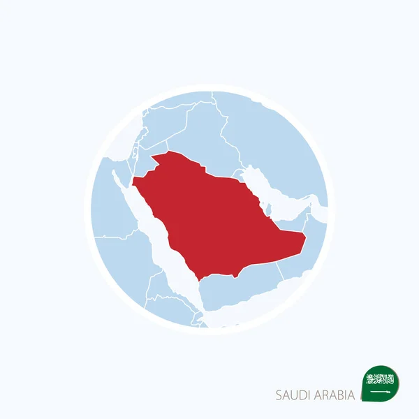 Icono de mapa de Arabia Saudita. Mapa azul de Oriente Medio con Arabia Saudita resaltada — Archivo Imágenes Vectoriales
