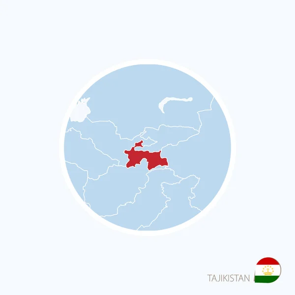 タジキスタンの地図アイコン。強調表示されたタジキスタンとアジアの青い地図 — ストックベクタ