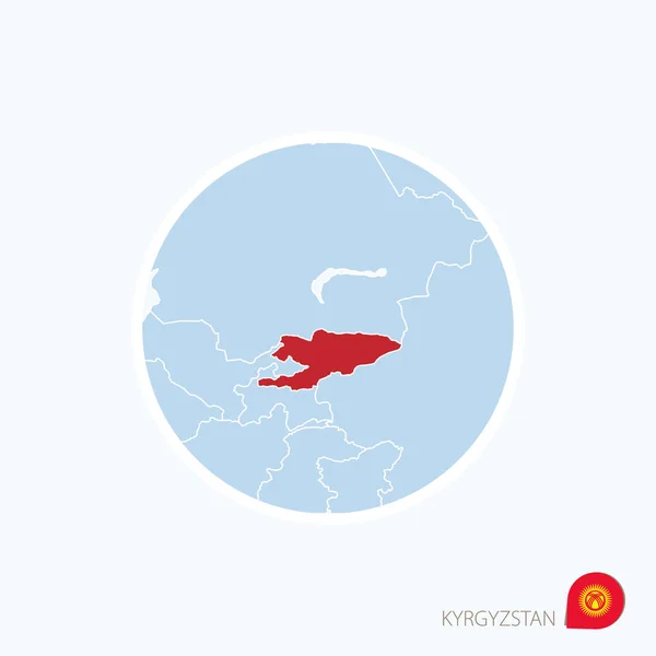キルギスの地図アイコン。強調表示されたキルギスタンとアジアの青い地図 — ストックベクタ