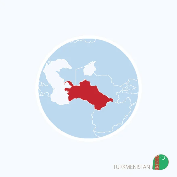 トルクメニスタンの地図アイコン。強調表示されているトルクメニスタンとアジアの青い地図 — ストックベクタ