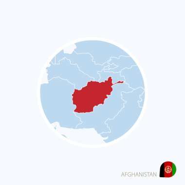 Afganistan harita simgesi. Mavi vurgulanan Afganistan ile Güney Asya Haritası 