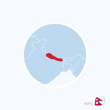 Harita simgesi Nepal. Mavi Güney Asya ile vurgulanan Nepal Haritası