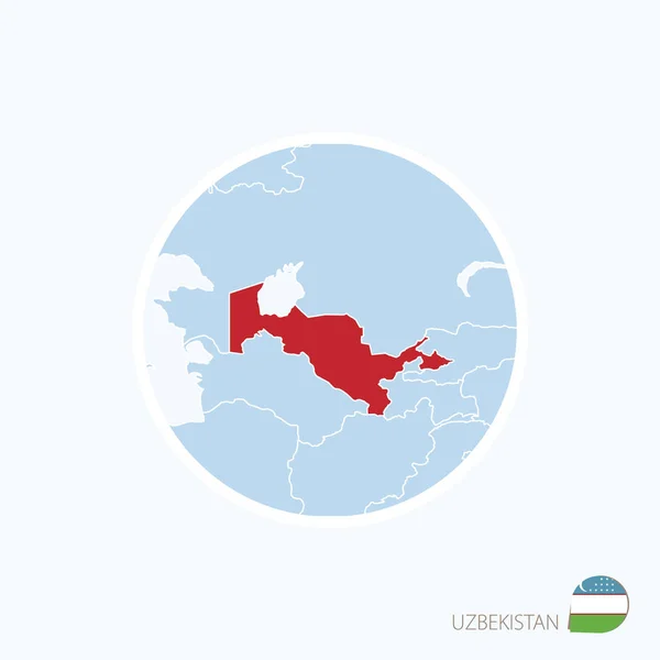 ウズベキスタンの地図アイコン。強調表示されたウズベキスタンとアジアの青い地図 — ストックベクタ
