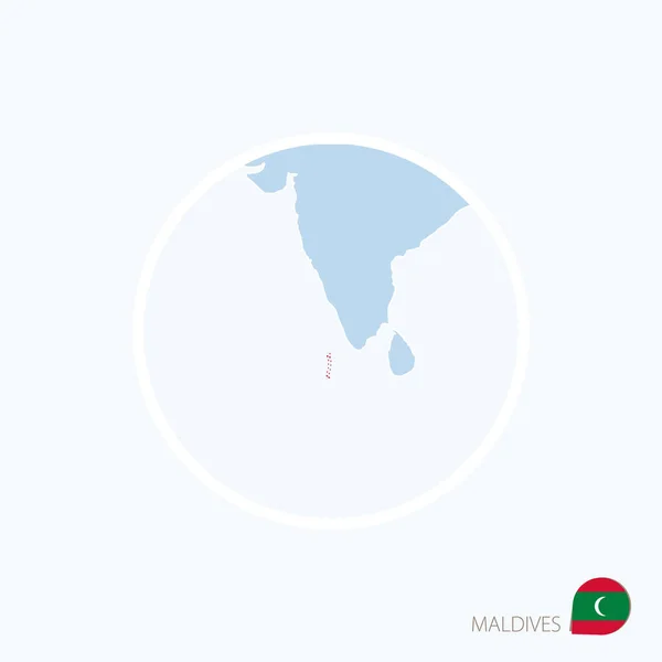 Mapa icono de Maldivas. Mapa azul del sur de Asia con Maldivas destacadas — Vector de stock