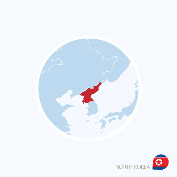 Значок карты Северной Кореи. Голубая карта Восточной Азии с выделенной Северной Кореей — стоковый вектор