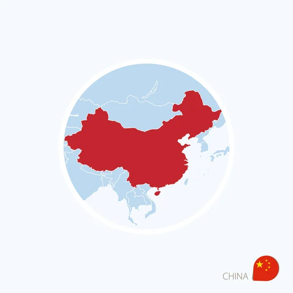 Landkarte von China. Blaue Karte von Ostasien mit hervorgehobenem Porzellan — Stockvektor