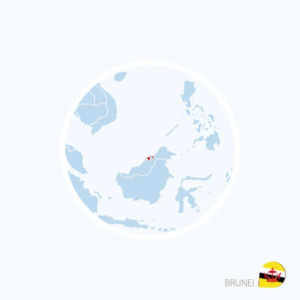 Ikone von Brunei. Blaue Karte von Asien mit hervorgehobenem Brunei — Stockvektor
