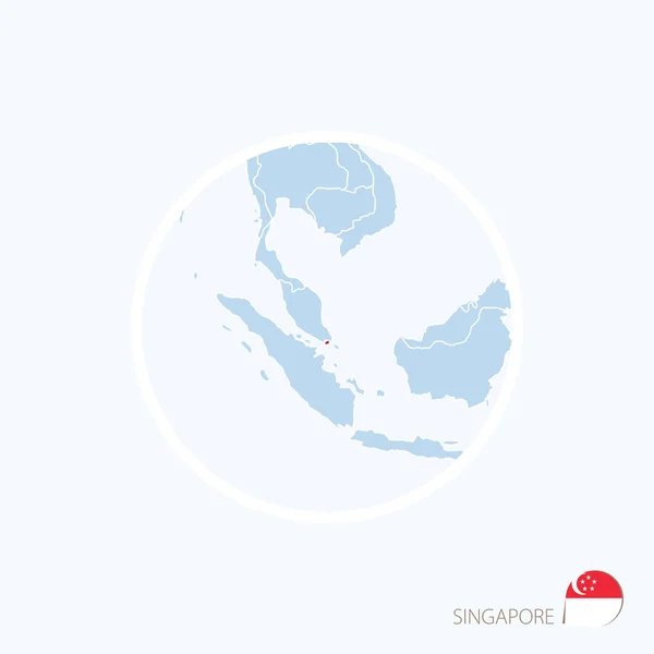 Ikonu mapy Singapuru. Modrá mapa Asie s zvýrazněné Singapur — Stockový vektor