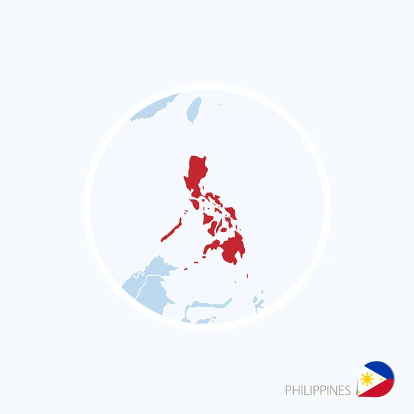 フィリピンの地図アイコン。強調表示されているフィリピンとアジアの青い地図 — ストックベクタ