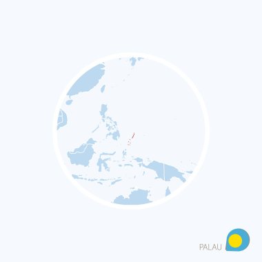 Palau harita simgesi. Mavi vurgulanan Palau ile Okyanusya Haritası