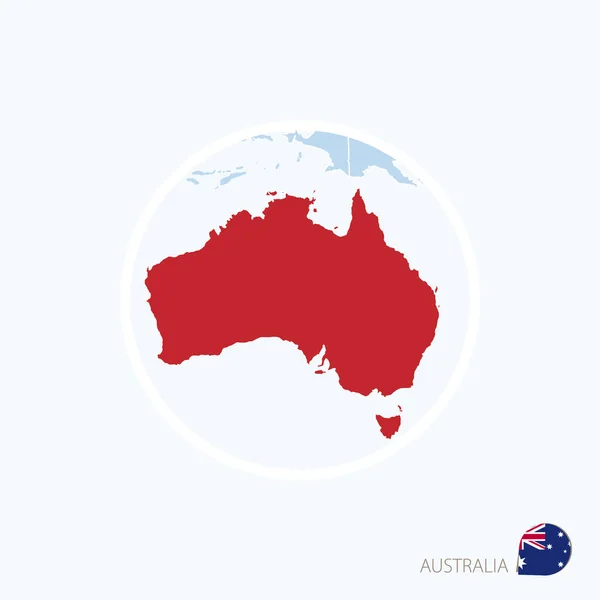 Icône de carte de l'Australie. Carte bleue de l'Océanie avec l'Australie surlignée — Image vectorielle