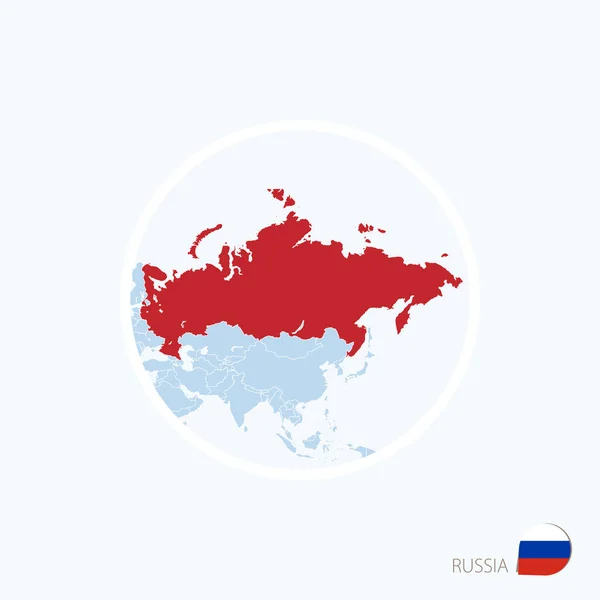 Mappa icona della Russia. Mappa blu dell'Europa con la Russia evidenziata — Vettoriale Stock