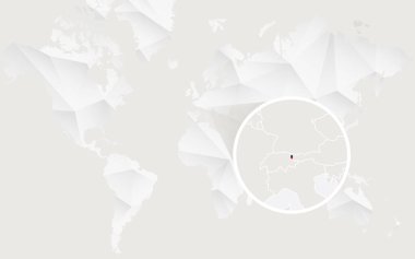 Liechtenstein harita dağılımı beyaz poligonal dünya üzerinde bayrak ile 