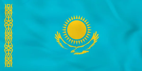 Kazakistan dalgalanan bayrak. Kazakistan ulusal bayrak arka plan dokusu — Stok Vektör