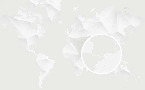 Kontur beyaz poligonal dünya haritası üzerinde bayrak Andorra Haritası. — Stok Vektör
