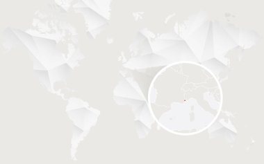 Kontur beyaz poligonal dünya haritası üzerinde bayrak Monako Haritası.