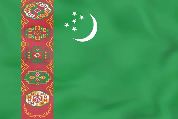 トルクメニスタンの手を振っている旗。トルクメニスタン国旗背景テクスチャ — ストックベクタ