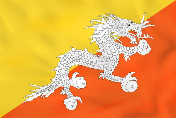 Bhutan dalgalanan bayrak. Bhutan ulusal bayrak arka plan dokusu. — Stok Vektör