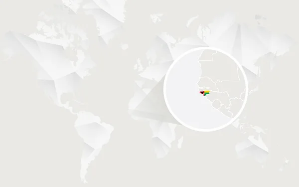 Gwinea Bissau mapę z flagą w kontur na białym świecie wielokątne — Wektor stockowy