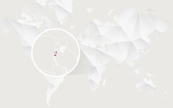 Kontur beyaz poligonal dünya haritası üzerinde bayrak Burundi Haritası. — Stok Vektör