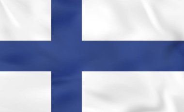 Finlandiya dalgalanan bayrak. Finlandiya ulusal bayrak arka plan dokusu.