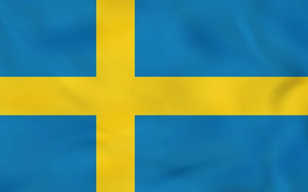 İsveç dalgalanan bayrak. İsveç Ulusal bayrak arka plan dokusu. — Stok Vektör