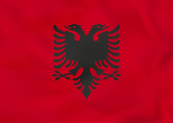 Albania ondeando bandera. Albania bandera nacional fondo textura . — Vector de stock