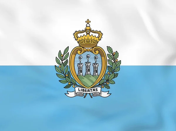 Сан-Марино розмахував прапором. Національний прапор Сан-Марино тло текстури — стоковий вектор