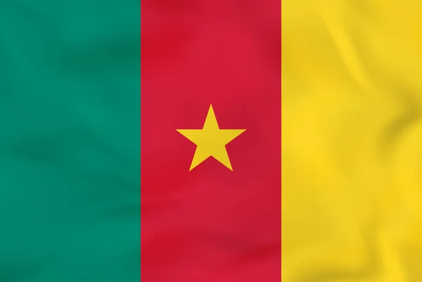 Καμερούν κυματίζει σημαία. Καμερούν εθνική σημαία υφή φόντου. — Διανυσματικό Αρχείο