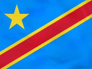 Dr Kongo dalgalanan bayrak. DRC ulusal bayrak arka plan dokusu.