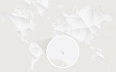 Saint Kitts ve Nevis harita dağılımı beyaz poligonal dünya haritası üzerinde bayrak ile.