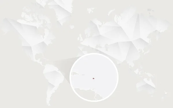 Antígua e Barbuda mapa com bandeira em contorno no mapa mundial poligonal branco . —  Vetores de Stock