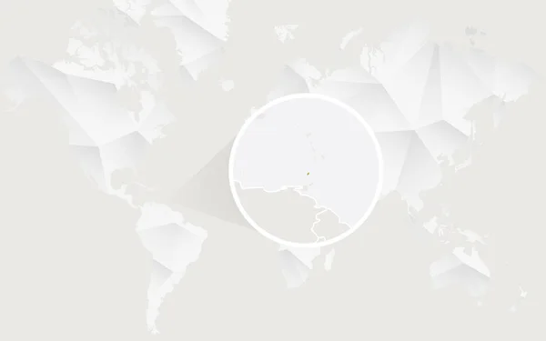 Granada mapa com bandeira em contorno no mapa mundial poligonal branco . —  Vetores de Stock