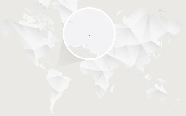 Saint Vincent i Grenadyny mapę z flagą w kontur na białym wielokątne mapa świata. — Wektor stockowy
