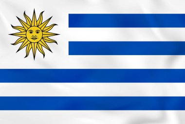 Uruguay dalgalanan bayrak. Uruguay ulusal bayrak arka plan dokusu.