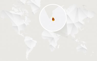 Kontur beyaz poligonal dünya haritası üzerinde bayrak Sri Lanka Haritası.