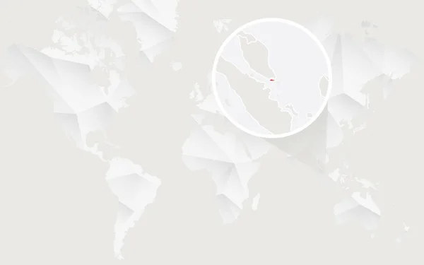 Singapura mapa com bandeira em contorno no mapa mundial poligonal branco . —  Vetores de Stock