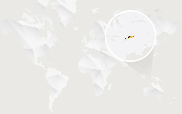 Východní Timor v mapě s příznakem v obrysu na bílém polygonální mapa světa. — Stockový vektor