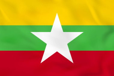 Myanmar dalgalanan bayrak. Myanmar ulusal bayrak arka plan dokusu.