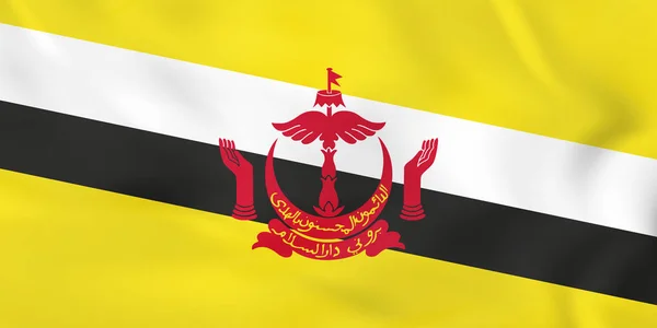 Wapperende vlag van Brunei. Brunei nationale vlag achtergrondstructuur. — Stockvector