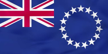 Cook Adaları bayrağı sallayarak. Cook Adaları ulusal bayrak doku arka plan.