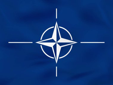 NATO dalgalanan bayrak. NATO ulusal bayrak arka plan dokusu.
