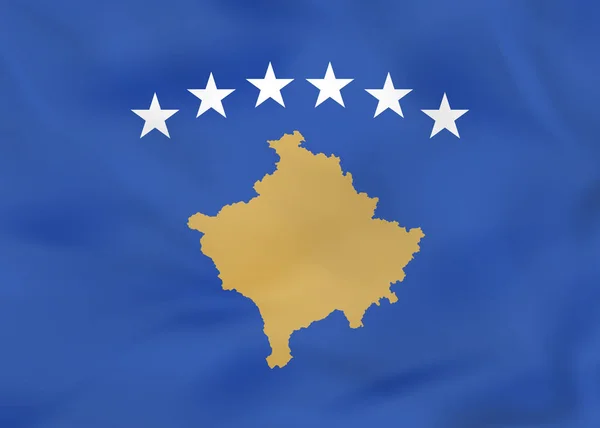 Bandeira acenando Kosovo. Kosovo bandeira nacional fundo textura . —  Vetores de Stock