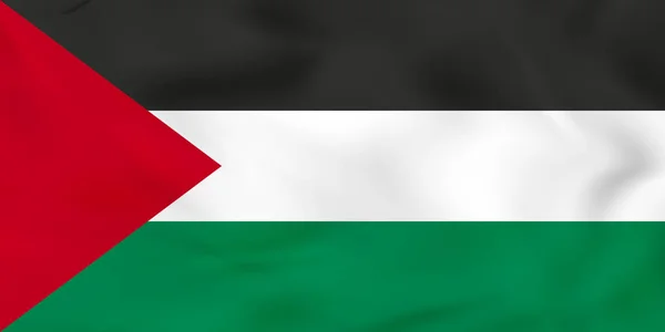 Vlající vlajka Palestiny. Palestina vlajka pozadí textury. — Stockový vektor