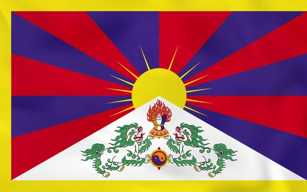 Κυματίζει σημαία του Θιβέτ. Υφή φόντου εθνική σημαία του Θιβέτ. — Διανυσματικό Αρχείο