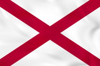 Alabama dalgalanan bayrak. Alabama Eyalet bayrağı arka plan dokusu.